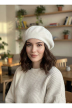 Fransız Tüylü Peluş Ressam Bere Kadın Şapka