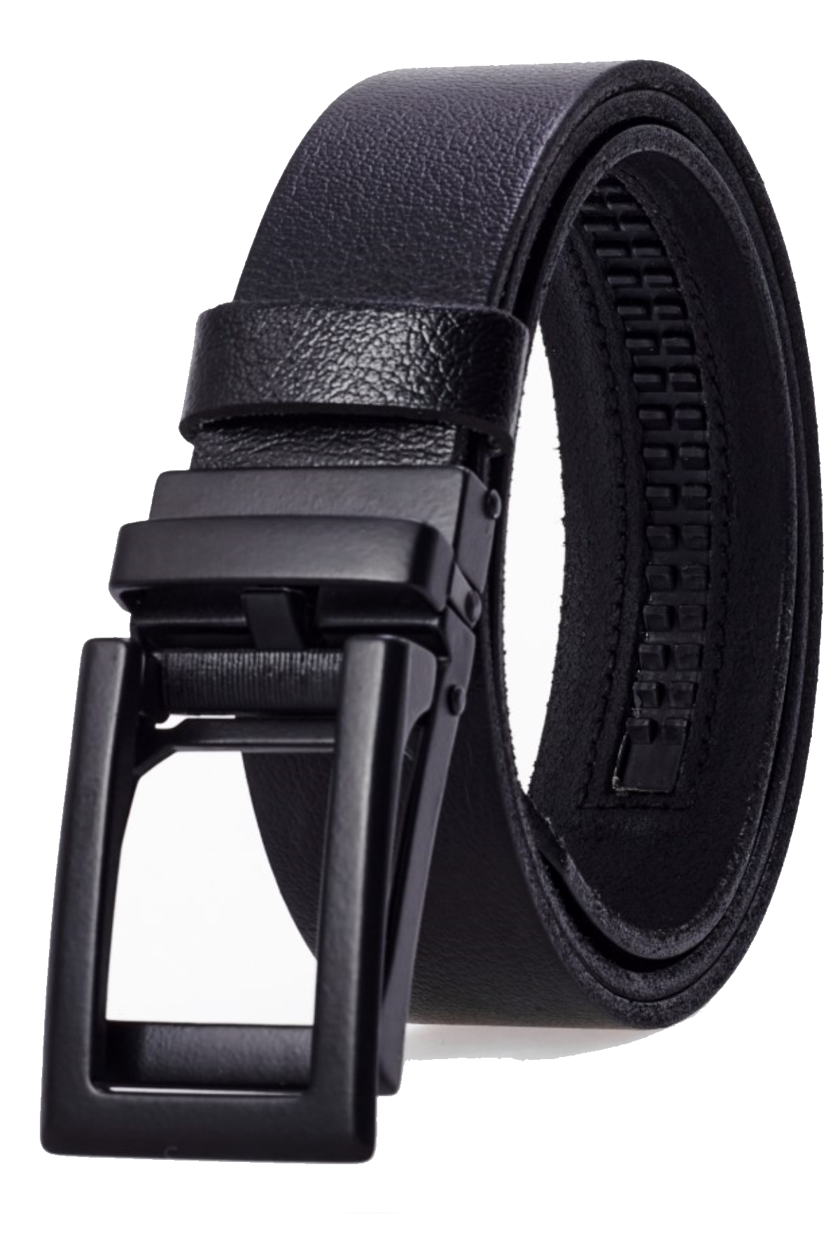 derikem Otomatik Tokalı Deliksiz %100 Hakiki Manda Derisi Klasik Erkek Kemeri U Siyah Boyalı