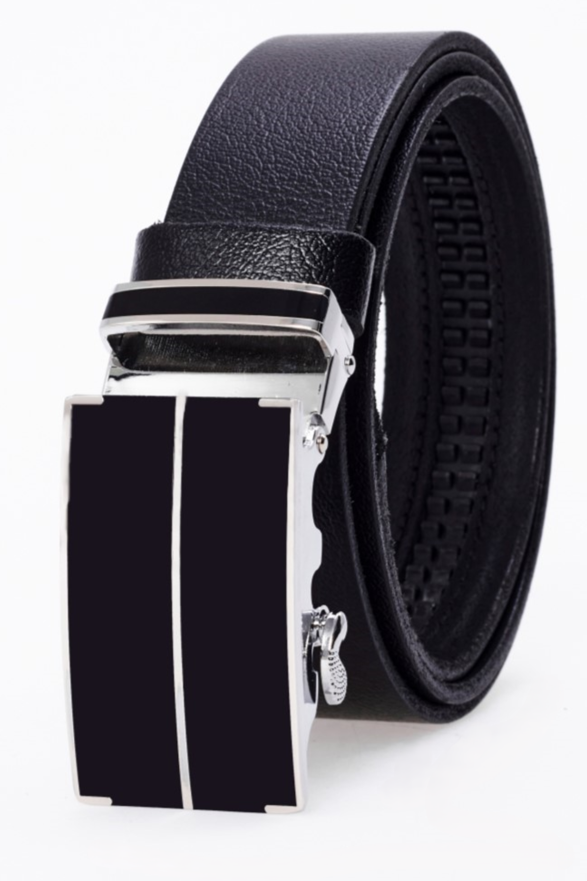 derikem Otomatik Tokalı Deliksiz %100 Hakiki Manda Derisi Klasik Erkek Kemeri Ortadan Çizgili