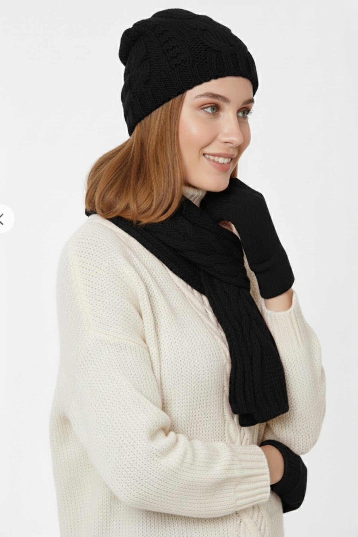 Kadın Kışlık Lüks Örgü Bere, Atkı ve Eldiven Takımı