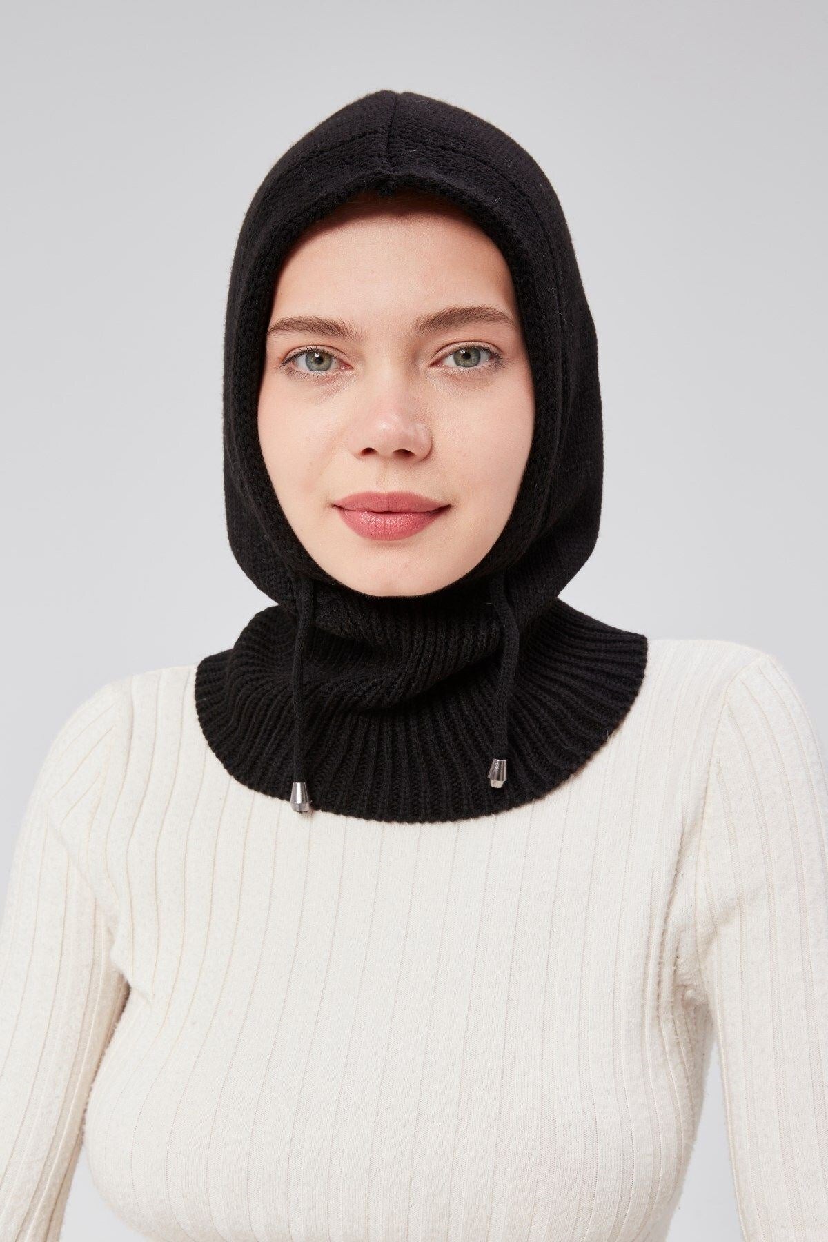 Lüks Kadın Kışlık Balaclava Triko Örme Başlık