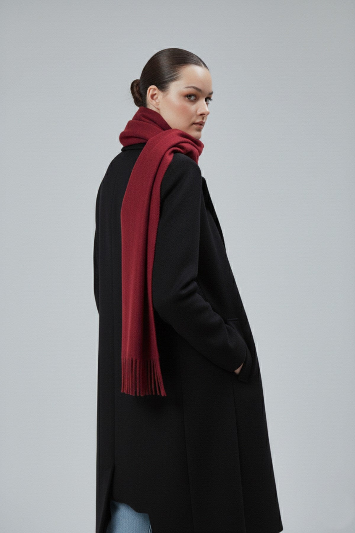 Kadın Yumuşak Dokulu Akrilik Basic Kışlık Şal Bordo