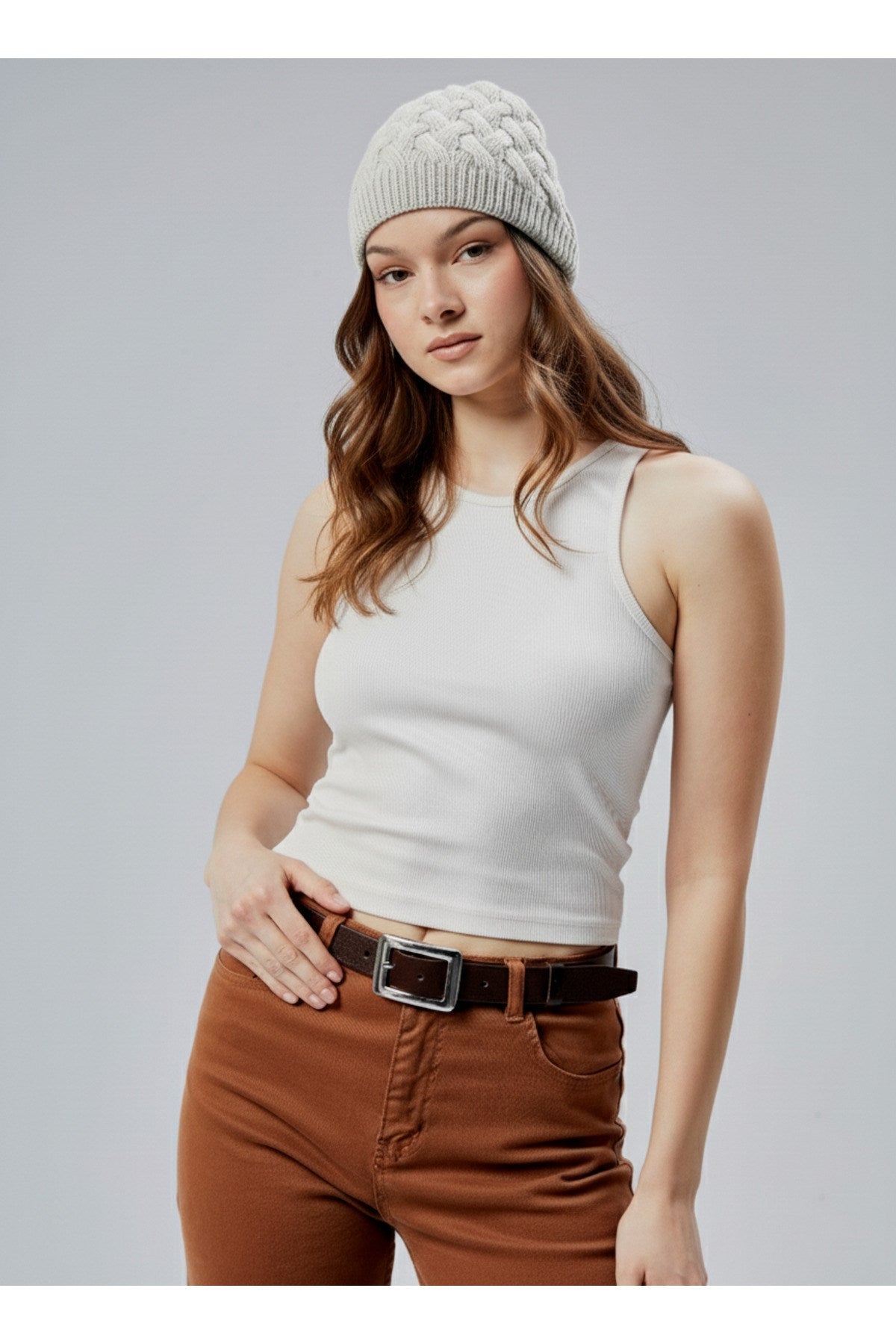 Şık Kadın Saç Örgü Astarlı Triko Bere