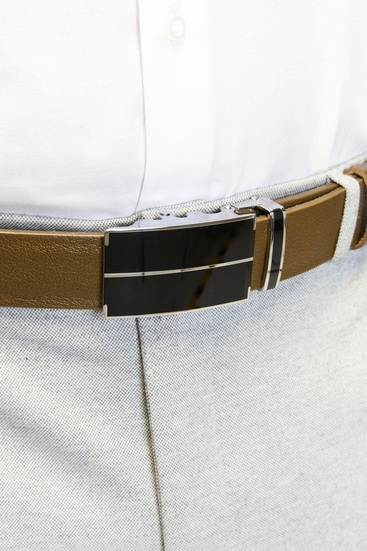 Otomatik Tokalı Deliksiz %100 Hakiki Manda Derisi Klasik Erkek Kemeri