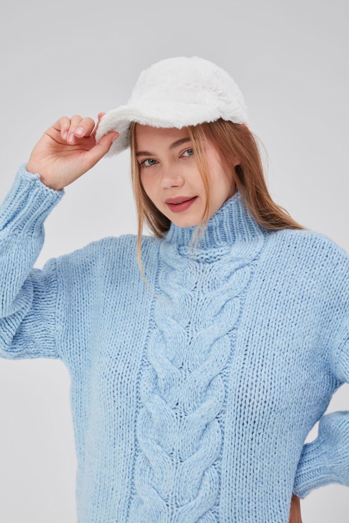 Kışlık Tüylü Kadın Peluş Kep Şapka Bezbol Standart Şapka