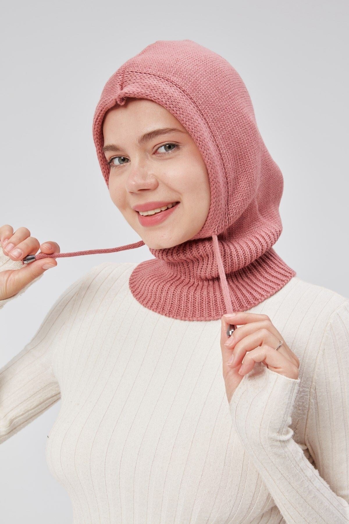 Lüks Kadın Kışlık Balaclava Triko Örme Başlık