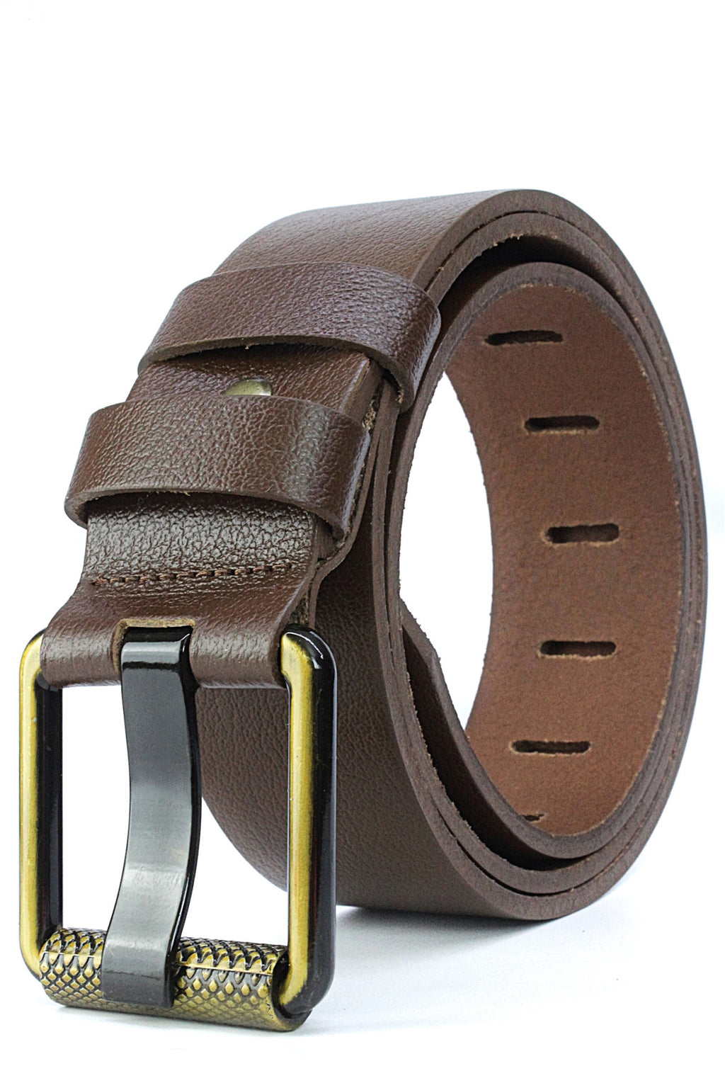 Derikem Erkek %100 Hakiki Deri Sarı Borulu 4,5 Cm Kot Kemeri Açık Kahverengi