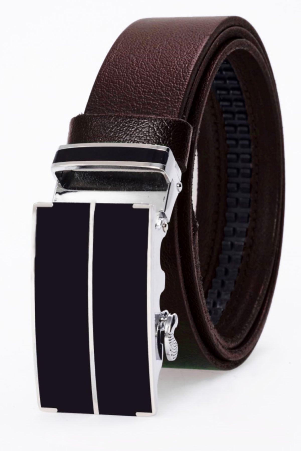 derikem Otomatik Tokalı Deliksiz %100 Hakiki Manda Derisi Klasik Erkek Kemeri Ortadan Çizgili