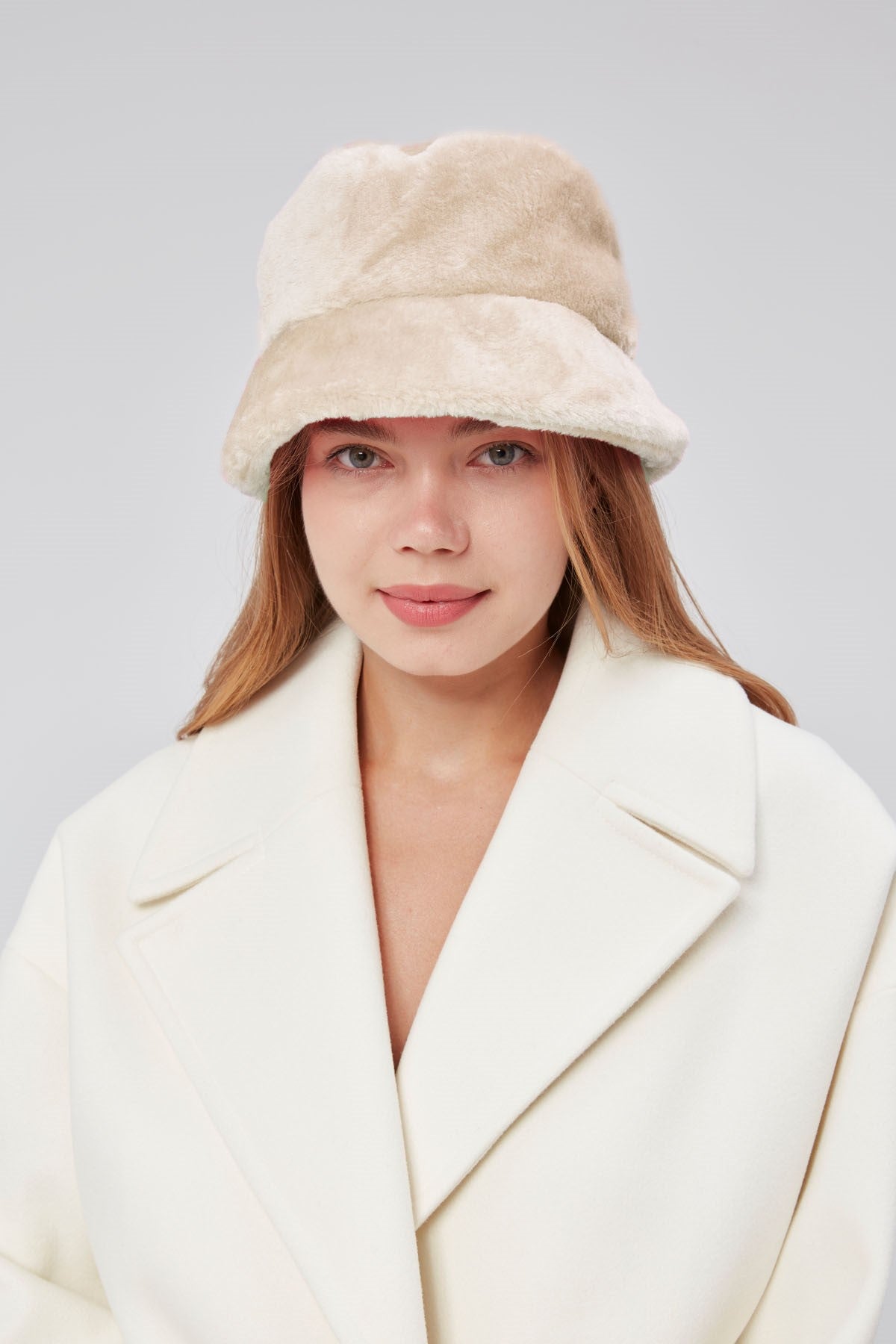 derikem Peluş Bucket Kadın Balıkçı Şapkası Yumuşak Ve Tüylü Kadın Şapkası